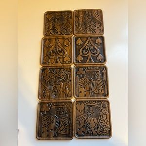 Vintage Matina Decor Playing Cards Rubber Coasters with Holder